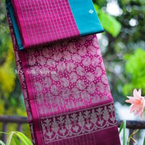 Pure Handloom Fancy light blue saree with red border