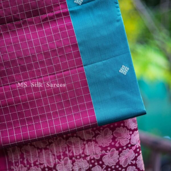Pure Handloom Fancy light blue saree with red border - Image 5
