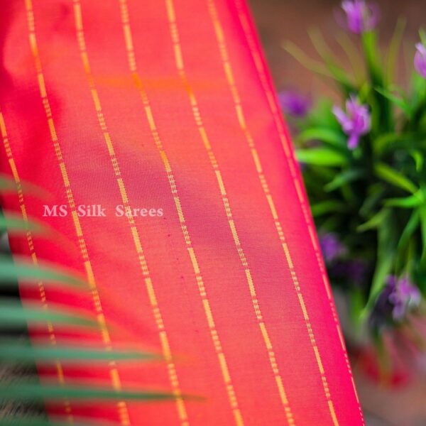 Semi silk  Fancy orange colour blue border full jari work - Image 4
