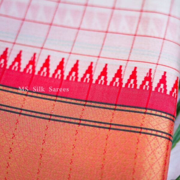Fancy white saree with red border - Image 3