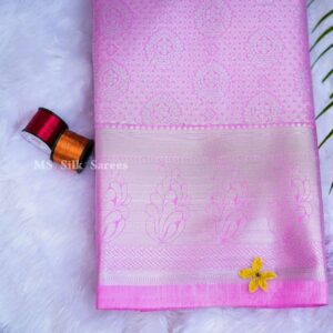 Semi silk  Pink saree with golden border golden jari