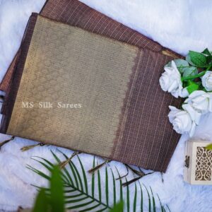 Dark brown saree with golden border