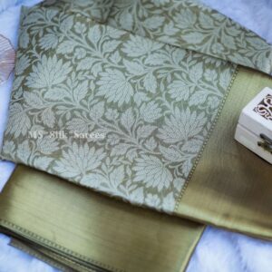 Pure Handloom Dark green saree with golden border