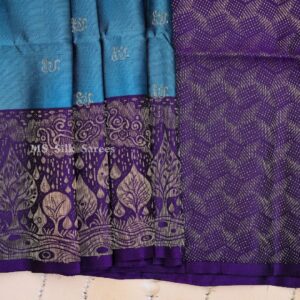 Pure Handloom Double warp soft silk Blue saree with turning border