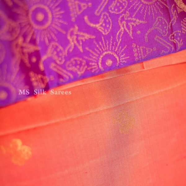 Pure Handloom Double warp soft silk saree with turning border with thread - Image 4