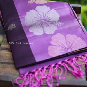 Pure Handloom Double warp soft Lavenders silk saree with border turning