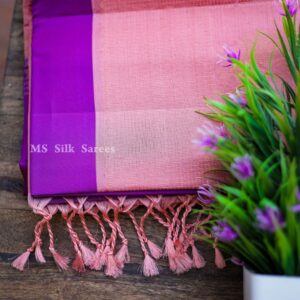 Pure Handloom Double warp soft pink silk saree with border turning
